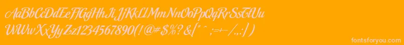 MalbeckRegular-Schriftart – Rosa Schriften auf orangefarbenem Hintergrund