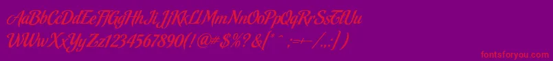 MalbeckRegular-fontti – punaiset fontit violetilla taustalla