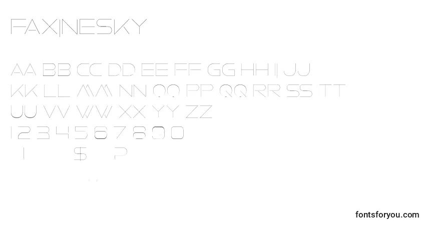 Czcionka FaxineSky – alfabet, cyfry, specjalne znaki