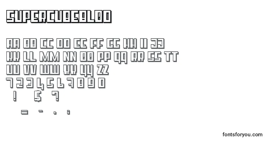 A fonte SuperCubeBlod – alfabeto, números, caracteres especiais
