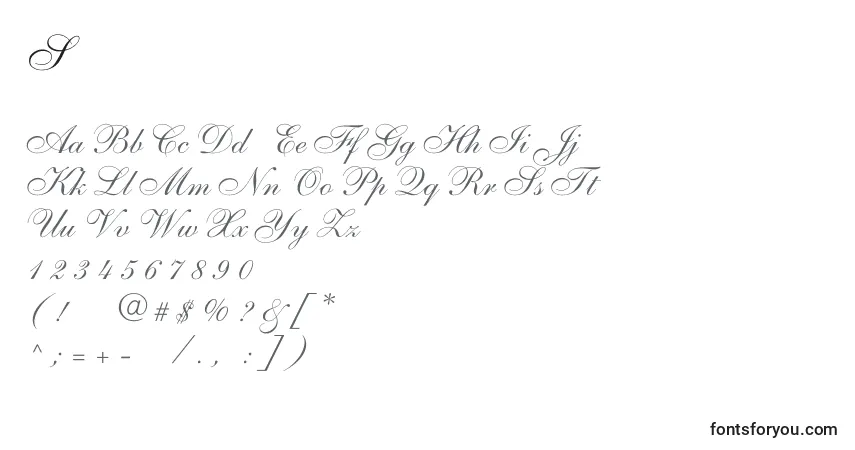 ShelleyallegroscriptNormal-fontti – aakkoset, numerot, erikoismerkit