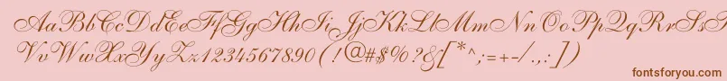 ShelleyallegroscriptNormal-Schriftart – Braune Schriften auf rosa Hintergrund