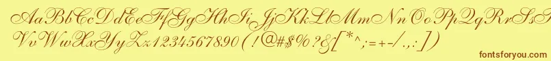 ShelleyallegroscriptNormal-Schriftart – Braune Schriften auf gelbem Hintergrund