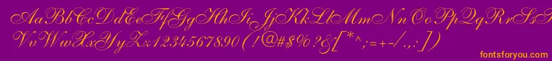 ShelleyallegroscriptNormal Font – Orange Fonts on Purple Background