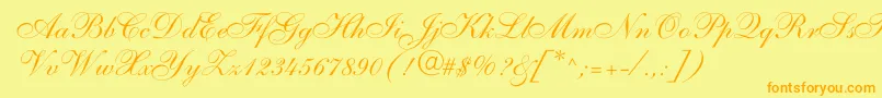 ShelleyallegroscriptNormal Font – Orange Fonts on Yellow Background