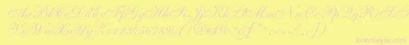 Шрифт ShelleyallegroscriptNormal – розовые шрифты на жёлтом фоне