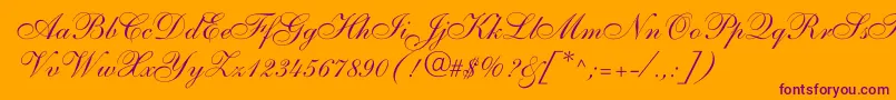 ShelleyallegroscriptNormal Font – Purple Fonts on Orange Background