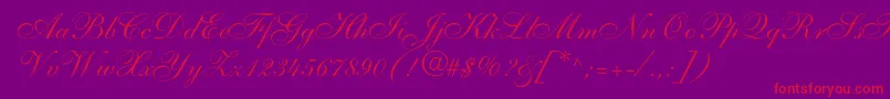 ShelleyallegroscriptNormal-Schriftart – Rote Schriften auf violettem Hintergrund