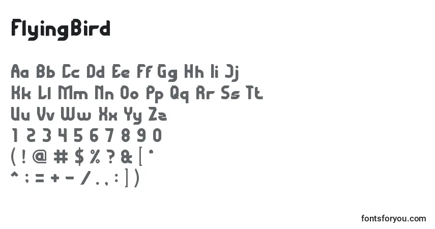Czcionka FlyingBird – alfabet, cyfry, specjalne znaki
