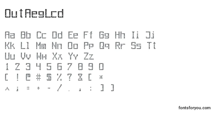 A fonte OutAegLcd – alfabeto, números, caracteres especiais