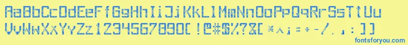 OutAegLcd Font – Blue Fonts on Yellow Background