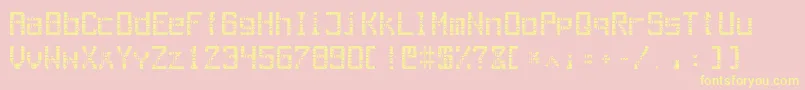 OutAegLcd Font – Yellow Fonts on Pink Background