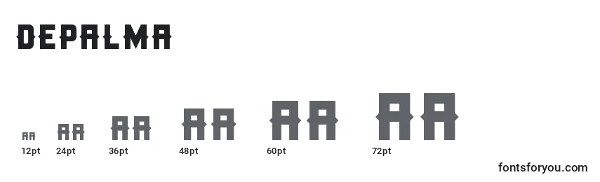 Размеры шрифта Depalma