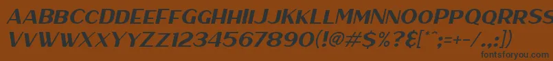 HaarlemSansItalic-fontti – mustat fontit ruskealla taustalla