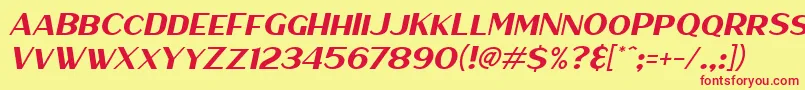 HaarlemSansItalic-fontti – punaiset fontit keltaisella taustalla