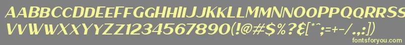HaarlemSansItalic-fontti – keltaiset fontit harmaalla taustalla