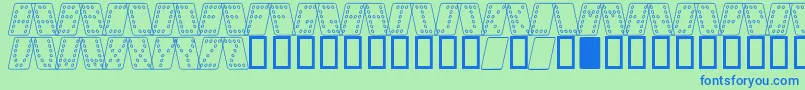DominoNormalKursivOmrids-fontti – siniset fontit vihreällä taustalla