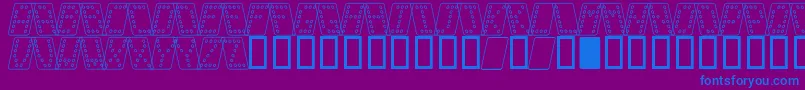 DominoNormalKursivOmrids-fontti – siniset fontit violetilla taustalla