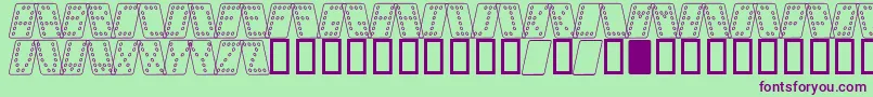 DominoNormalKursivOmrids-fontti – violetit fontit vihreällä taustalla