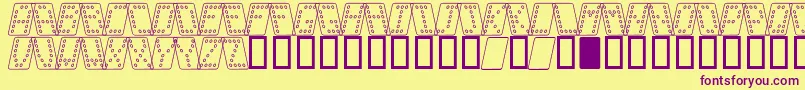 DominoNormalKursivOmrids-fontti – violetit fontit keltaisella taustalla