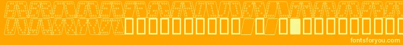 DominoNormalKursivOmrids-Schriftart – Gelbe Schriften auf orangefarbenem Hintergrund