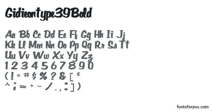 Czcionka Gidieontype39Bold – alfabet, cyfry, specjalne znaki