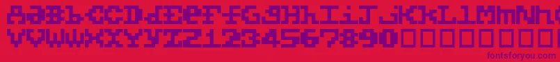 5x5Basic-Schriftart – Violette Schriften auf rotem Hintergrund