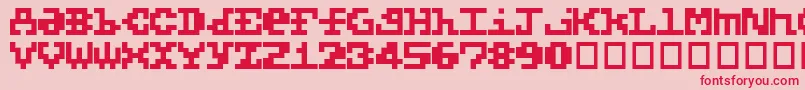 5x5Basic-Schriftart – Rote Schriften auf rosa Hintergrund