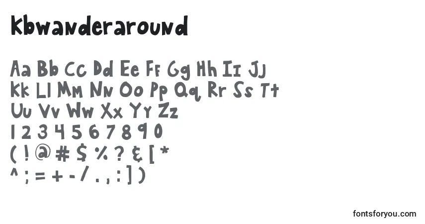 Czcionka Kbwanderaround – alfabet, cyfry, specjalne znaki