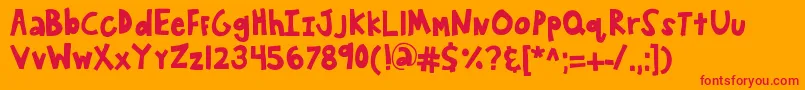 フォントKbwanderaround – オレンジの背景に赤い文字