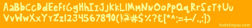Fonte Kbwanderaround – fontes amarelas em um fundo laranja