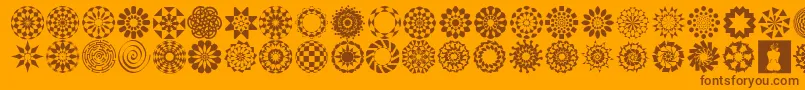 WachOpArtSymbols-Schriftart – Braune Schriften auf orangefarbenem Hintergrund