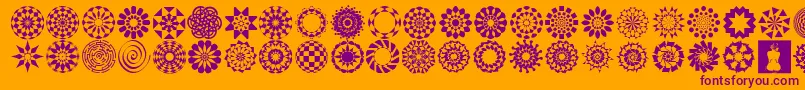 WachOpArtSymbols-Schriftart – Violette Schriften auf orangefarbenem Hintergrund