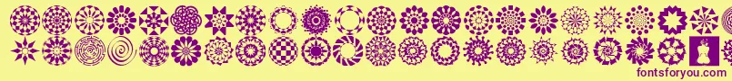 WachOpArtSymbols Font – Purple Fonts on Yellow Background