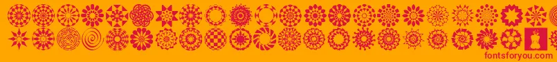Fonte WachOpArtSymbols – fontes vermelhas em um fundo laranja