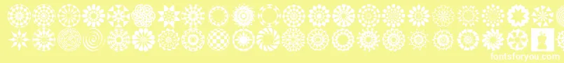 WachOpArtSymbols-fontti – valkoiset fontit keltaisella taustalla