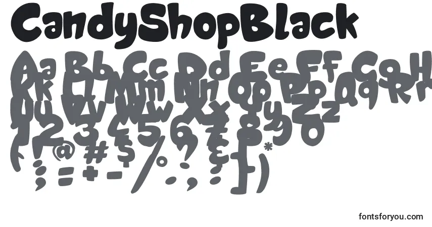 Schriftart CandyShopBlack – Alphabet, Zahlen, spezielle Symbole
