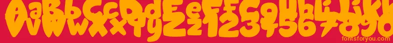 フォントCandyShopBlack – 赤い背景にオレンジの文字