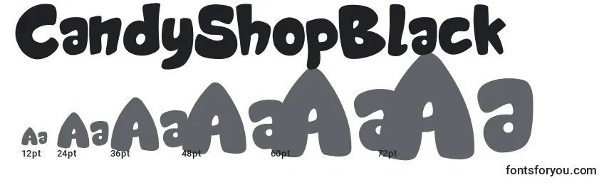 CandyShopBlack Font Sizes
