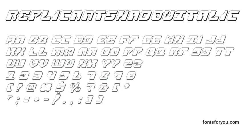 ReplicantShadowItalic-fontti – aakkoset, numerot, erikoismerkit