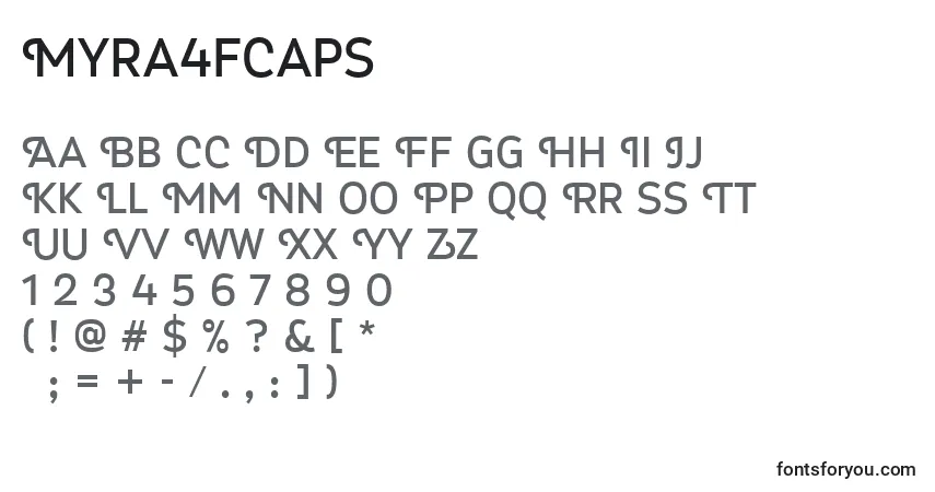 A fonte Myra4fCaps – alfabeto, números, caracteres especiais