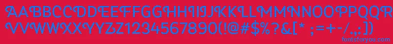 Myra4fCaps Font – Blue Fonts on Red Background