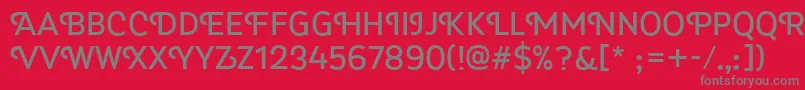 フォントMyra4fCaps – 赤い背景に灰色の文字