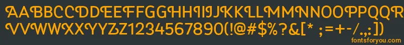 フォントMyra4fCaps – 黒い背景にオレンジの文字