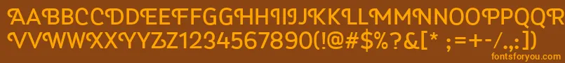 Myra4fCaps-Schriftart – Orangefarbene Schriften auf braunem Hintergrund