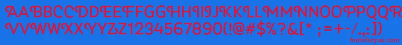 Myra4fCaps Font – Red Fonts on Blue Background