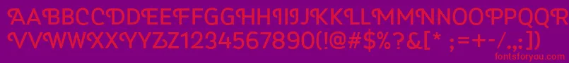 フォントMyra4fCaps – 紫の背景に赤い文字