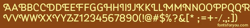 Fonte Myra4fCaps – fontes amarelas em um fundo marrom