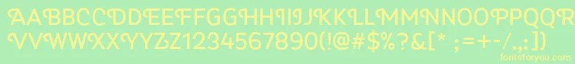 Fonte Myra4fCaps – fontes amarelas em um fundo verde