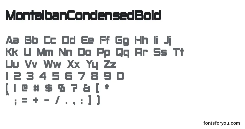 Schriftart MontalbanCondensedBold – Alphabet, Zahlen, spezielle Symbole